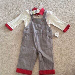 Gray and Red Kids Overalls Set